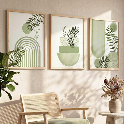 Boho Wall Art Home Decoration Paintings With Frame For Living Room Bed Room Hotel Wall Decor Digital Reprint Set of 3 (13X17 inch)