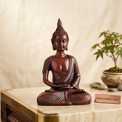New Sitting Meditating Buddha Statue showpiece Idol Home Decor Items for Living Room and Gifts (Maroon)