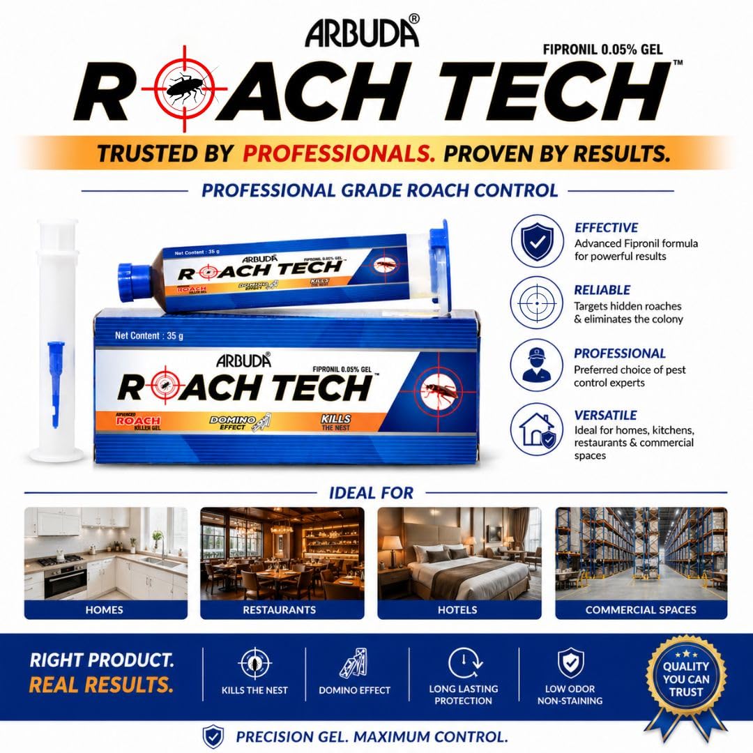 Arbuda Roach Tech Gel for Cockroach Control | Fast Acting Gel Bait | Colony Destroyer | Ready to Use (35g, Pack of 1)