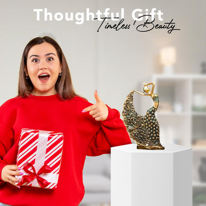 Nostrae Female Peacock Dancer Show Pieces for Home Decor Living Room Decorative Items | Aesthetic Dancing Lady Showpieces Gift Item | Center Table Tv Office Desk Interior Statue Figurines