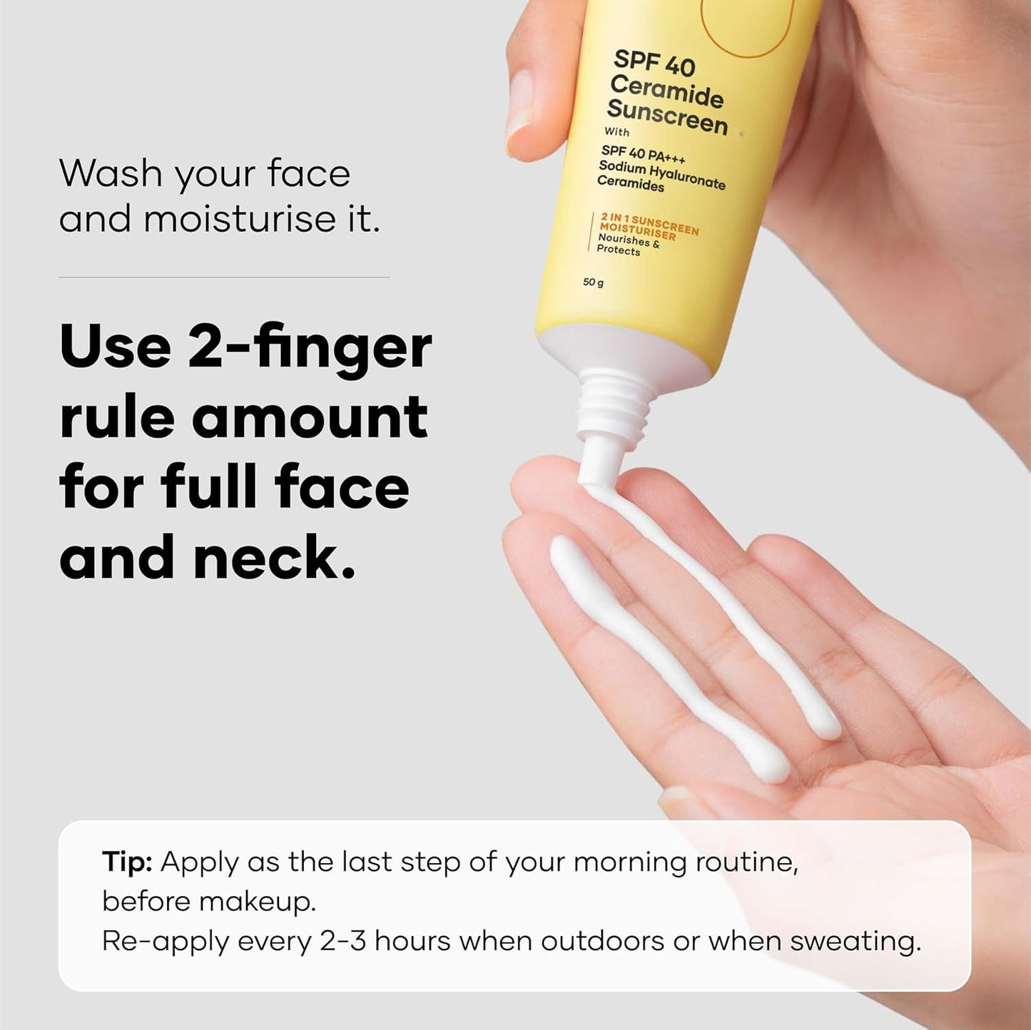 Cureskin SPF 40 Ceramide Sunscreen with Hyaluronic Acid & Ceramides | 2-in-1 Sunscreen Moisturizer, Broad Spectrum, SPF 40 & PA+++, 50 g (Pack of 1)