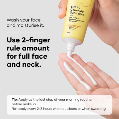 Cureskin SPF 40 Ceramide Sunscreen with Hyaluronic Acid & Ceramides | 2-in-1 Sunscreen Moisturizer, Broad Spectrum, SPF 40 & PA+++, 50 g (Pack of 1)