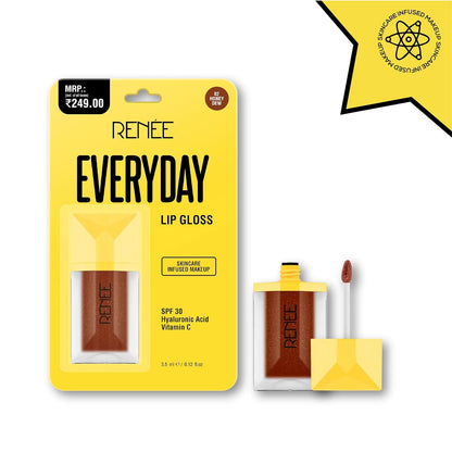 RENEE Everyday Lip Gloss - Honey Dew, Lightweight & Non-Sticky, with Subtle Tint, Hydrates, Nourishes & Protects with Spf 30, Enriched with Vitamin C, Cruelty-Free Skincare Infused Makeup, 3.5 Ml