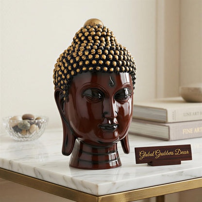 Buddha Idol Statue | Show Pieces for Home Decor Living Room (Maroon Golden)