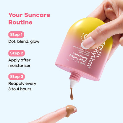 Earth Rhythm Rosy Ritual Glow Tinted Sunscreen SPF 50 PA ++++ with Vitamin C,No Oxybenzone (50gm) - Almond