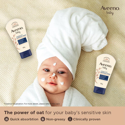 Aveeno Baby Soothing Relief Moisture Cream 100G | 24 Hr Protection for Dry, Itchy, Sensitive Skin | Clinically Proven | Active Oats|Us Pediatrician Recommended | Hypoallergenic, Fragrance-Free & Paraben-Free