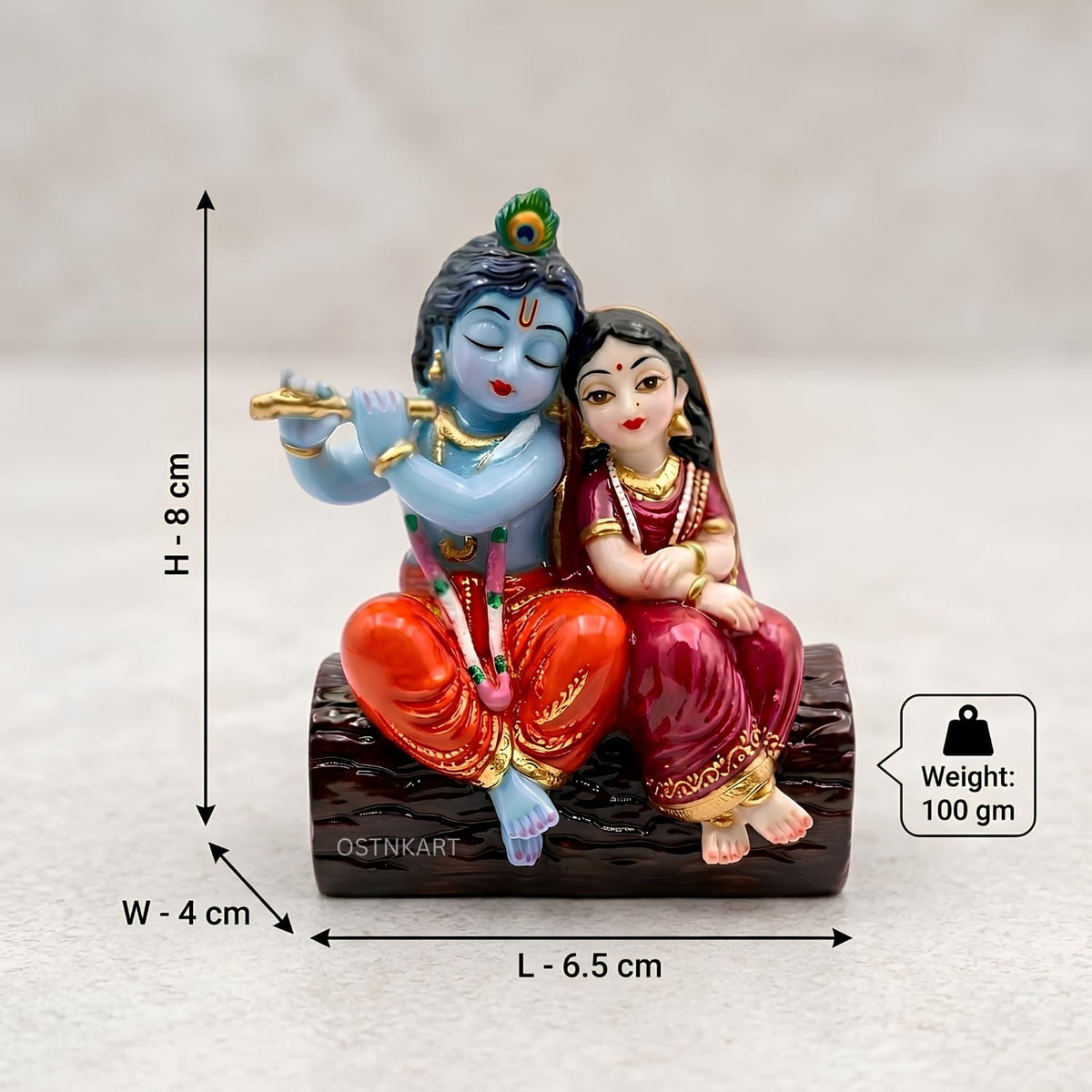 Radha Krishna Idol for Car Dashboard – 3.15 Inch Multicolour Polyresin Statue | Spiritual Showpiece for Home, Office & Temple | Decorative Gift for Housewarming, Diwali & Birthday