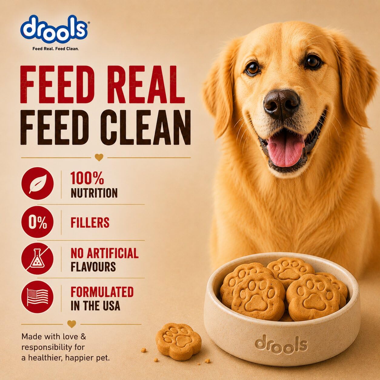 Drools All Life Stages Dog Treat Biscuits 400g Jar | Real Chicken Flavour | All Breed Formula | Promotes Lustrous Skin & Coat | Vitamins & Minerals | Reduces Tartar Build Up