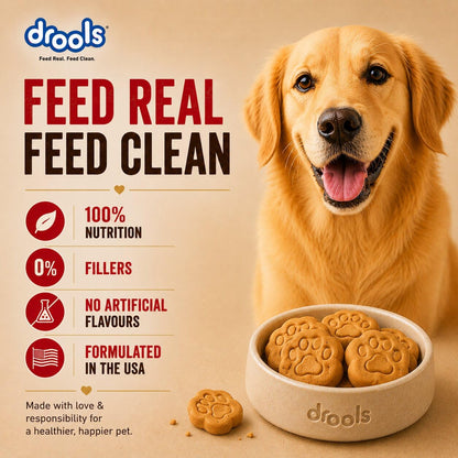 Drools All Life Stages Dog Treat Biscuits 400g Jar | Real Chicken Flavour | All Breed Formula | Promotes Lustrous Skin & Coat | Vitamins & Minerals | Reduces Tartar Build Up