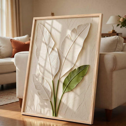 Aesthetic Botanical Art Home Decoration Painting | Leaf Paintings With Frame For Living Room Bed Room Hotel Wall Decor Digital Reprint (13x17 inch)