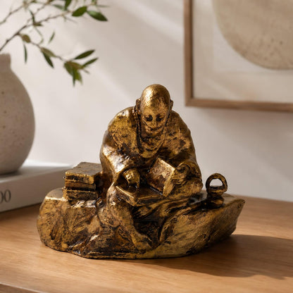 Polyresin Ramayani Hanuman Ji Idol | Lord Hanuman Statue for Pooja Room | Antique Bajrangbali Murti Devotional Showpiece (L9 cm x W6 cm x H7 cm)