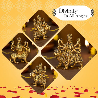 100% Pure Brass Durga Maa Idol (Size: 12.8 cm) | Durga MATA Murti for Home Decor & Puja Room | MATA Rani for Office Desk | Maa Durga for Gift | Sherawali Murti