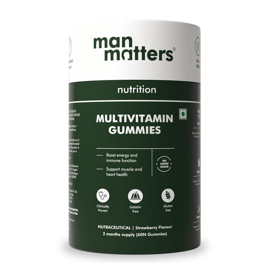 Man Matters Multivitamin Gummies With No Added Sugar | Daily Essential Multivitamin for Men | 15 Vitamins & Minerals, 8 Amino Acids, 7 Herbal Extract | Enhances Immunity & Overall Well Being | 60N