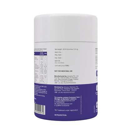 Be Bodywise Biotin Hair Gummies | 60 Days Pack | With Biotin, Zinc, Folic Acid, Fibre & Multivitamin | Strawberry Flavour | No Added Refined Sugar & Gut Friendly