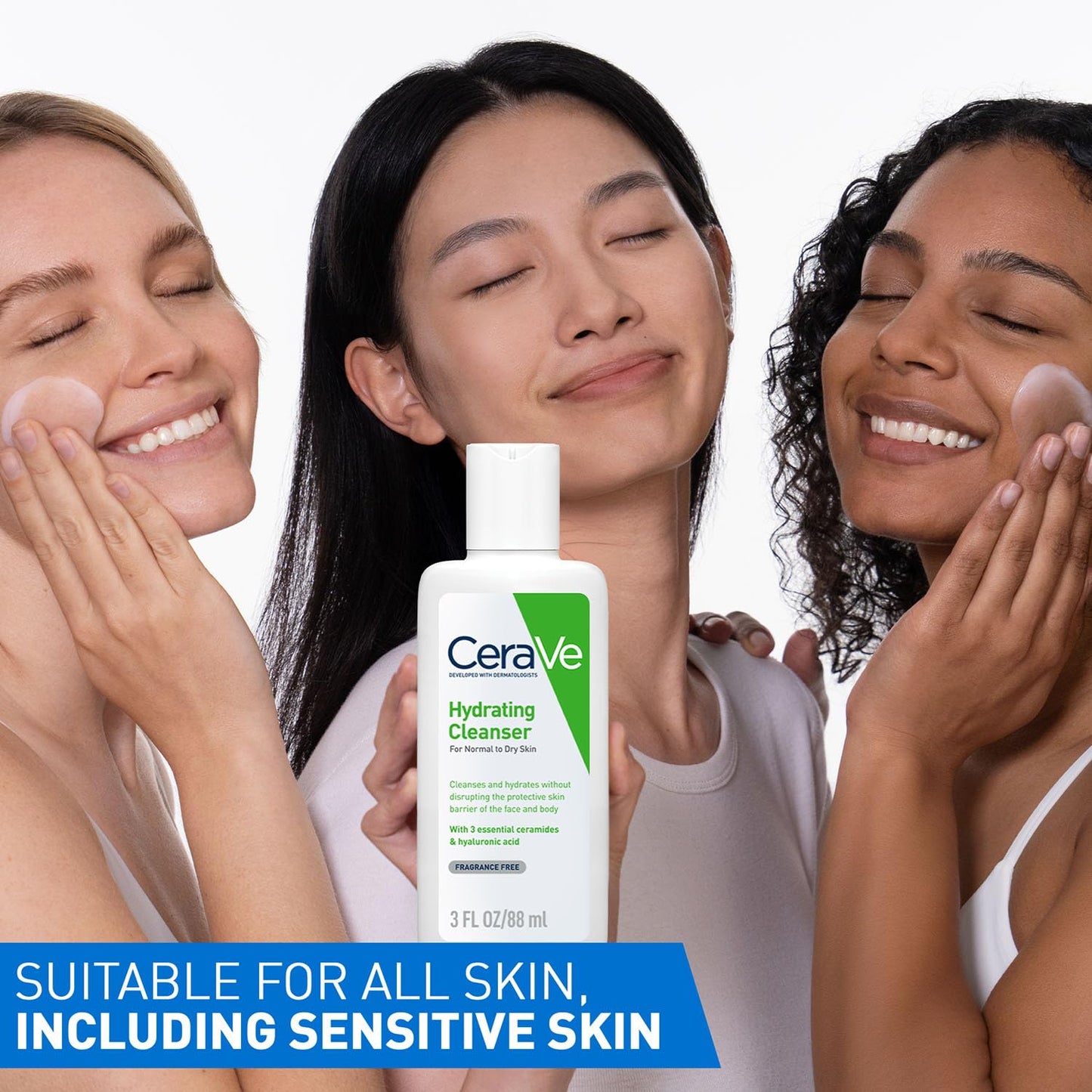 CeraVe Hydrating Cleanser For Normal To Dry Skin (88ml) - Non-Foaming Face Wash with Hyaluronic Acid And Ceramides | Non-Comedogenic, Non-Irritating And Fragrance-Free Cleanser
