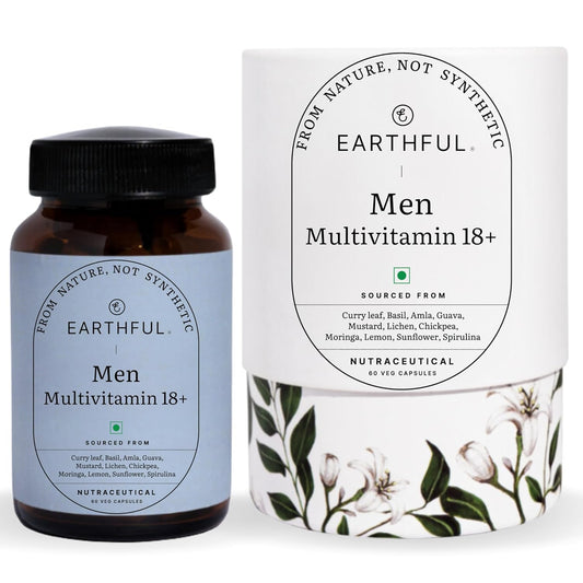 Zephivo Earthful Multivitamin for Men | 100% Plant, Non-Synthetic | With Biotin, Iron, Zinc, Vitamin A, C, D3, K2 for Immunity, Hair, Skin & Bones - 60 Capsules