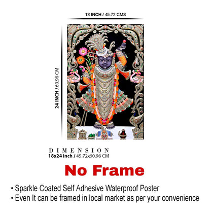 Shrinathji Paintings for Living room, Shrinathji Poster Big Size with Sparkle Coated Lamination - 2410 (Self Adhesive) 18x24 Inch