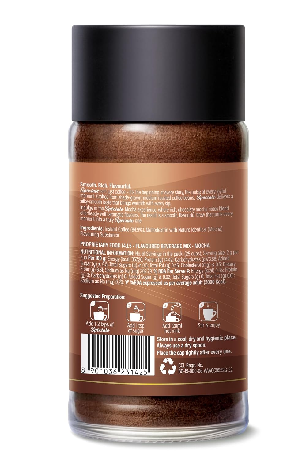 Continental Speciale | Mocha Flavoured Coffee | 50 gm Jar | Makes 25 Cups | Instant flavored Coffee Powder for both Hot & Cold Coffee | Medium Roast