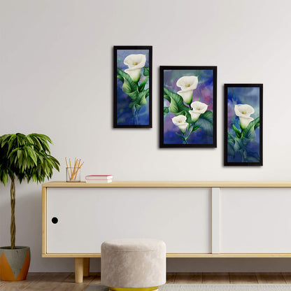 Set of 3 Botanical and Floral Satin Matt Textured UV Art Painting