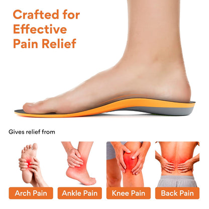 FOVERA Rigid Arch Support Insole for Flat Feet - Orthotic Shoe Inserts for Plantar Fasciitis, Heel Spurs, High Arch, Foot Pain & Enhanced Stability, Trimmable Shoe Soles (L, Men's 8-9.5 UK)