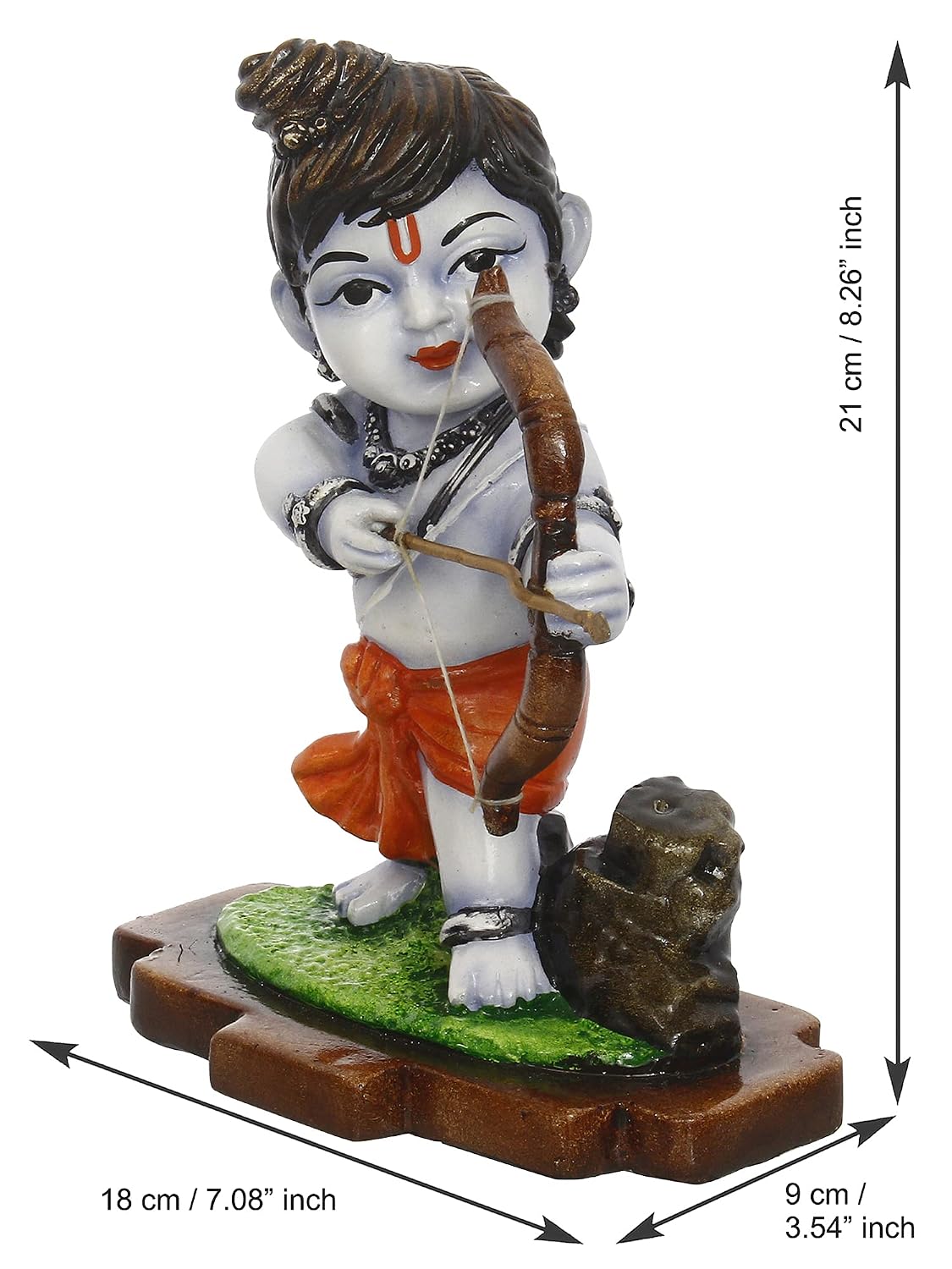 Resin Shree Ram Murti Playing with Bow and Arrow | Lord Rama Idol | Shri Ram Statue for Home Temple Pooja Mandir Office| Showpiece Gift for Diwali Housewarming Ram Navami Dussehra Birthday