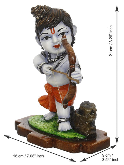 Resin Shree Ram Murti Playing with Bow and Arrow | Lord Rama Idol | Shri Ram Statue for Home Temple Pooja Mandir Office| Showpiece Gift for Diwali Housewarming Ram Navami Dussehra Birthday