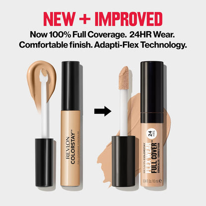Revlon ColorStay Flex Wear, Full Cover Non-Creasing Concealer, Infused with Hyaluronic Acid & Vitamin E, Flexible Longwear, 030 Light Medium, 10 ml