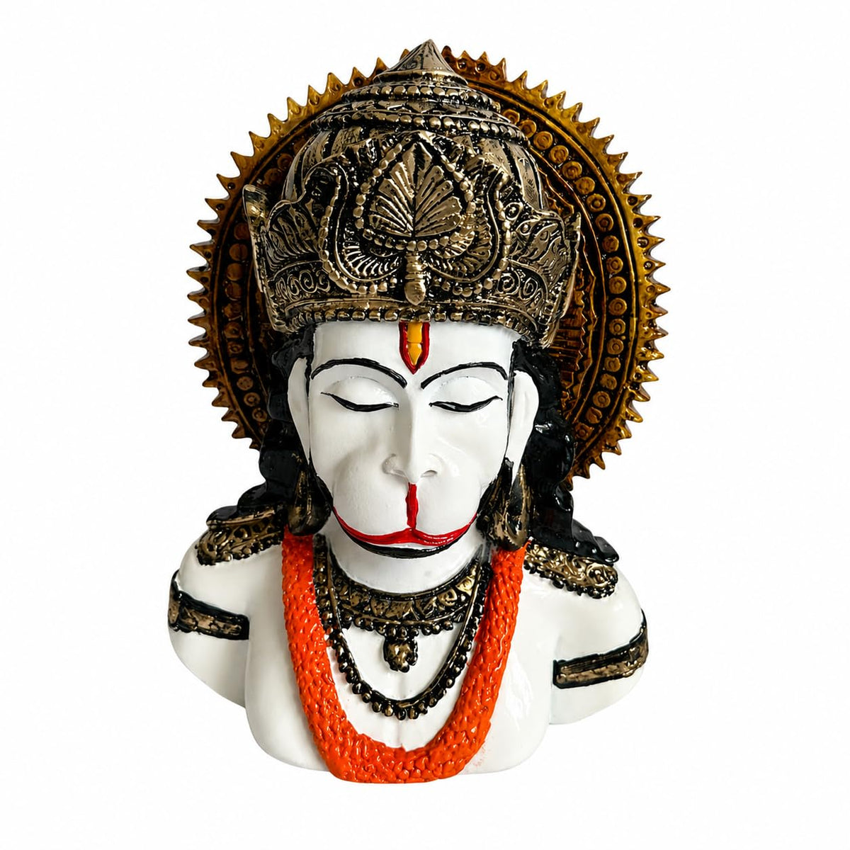 White Lord Hanuman Ji Idol for Home Décor | Hanuman Bust Statue with Intricate Detailing | Spiritual Decorative Showpiece for Temple, Living Room & Gifting