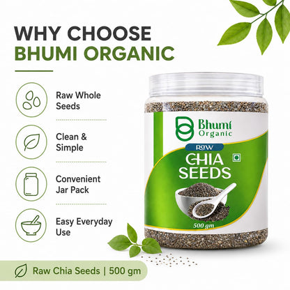 Bhumi Organic Chia Seeds 500g | Seeds for Eating, Rich in Calcium, Rich in Protein, Rich in Fibre