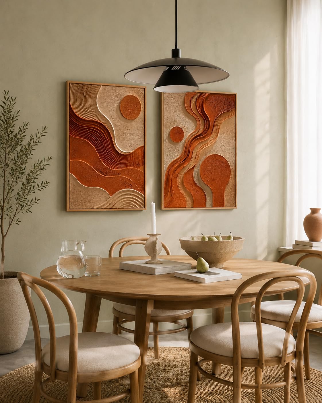 2 Piece Framed Wall Art Set, 3D Textured Floral Botanical Painting, Modern Abstract Flower Wall Decor for Living Room Bedroom Dining Room Office, Ready to Hang, Ideal for Housewarming Gift (design 6, 13X19, Brown)