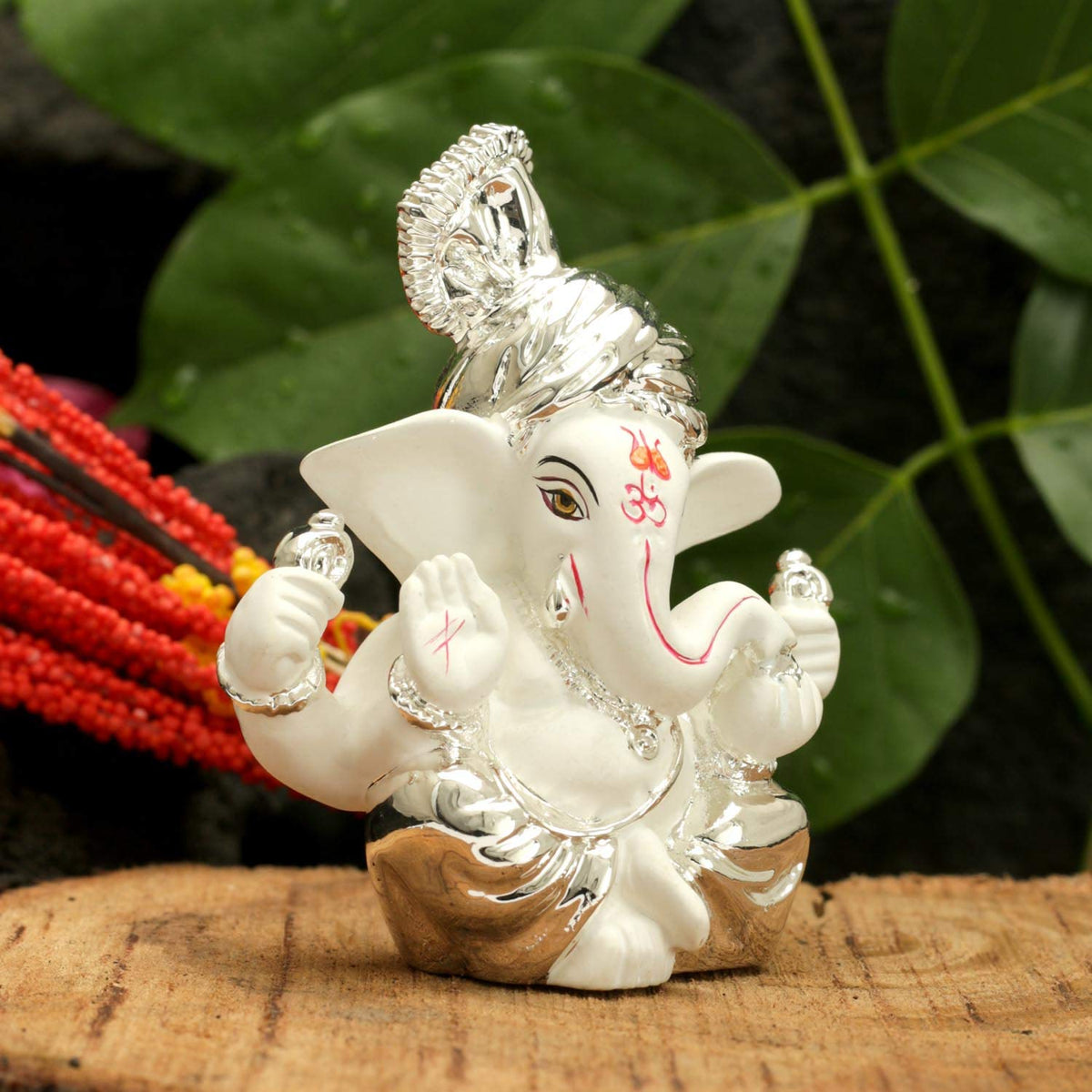 Ganesh Idol for Gift,Silver Plated Terracotta Ganesha Murti for Car Dashboard Ganesh Idol for Gift for Ganpati Festival, Home Decoration Items Diwali Gifts for Family and Friends