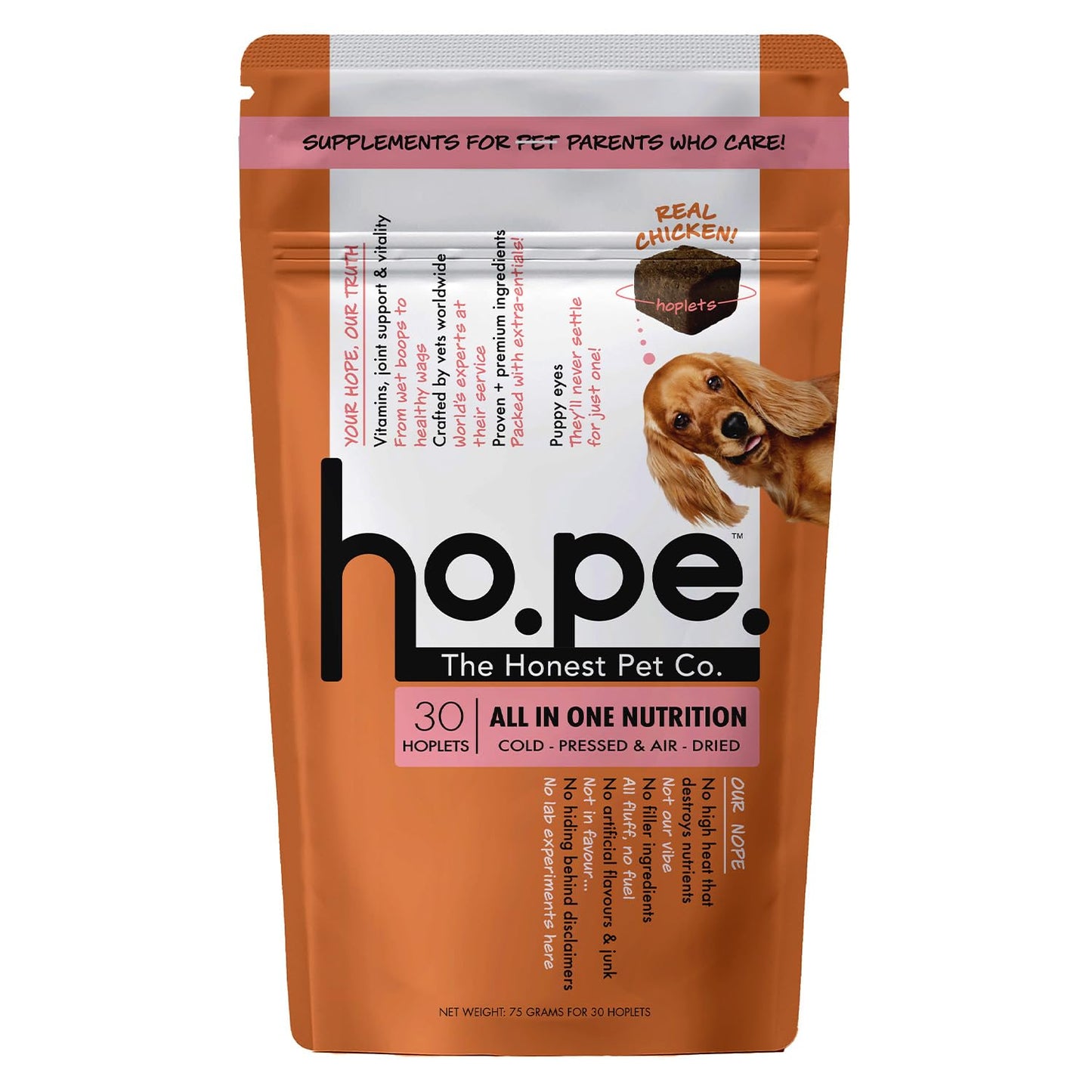 Hope All in One 14-in-1 Supplement Chews for Dog 30 Chicken hoplets |Multivitamins, Joint Support, Probiotics, Biotin, Omega 3 & 6| Pet Chews for Absolute Wellness | ColdPressed, Hypoallergenic