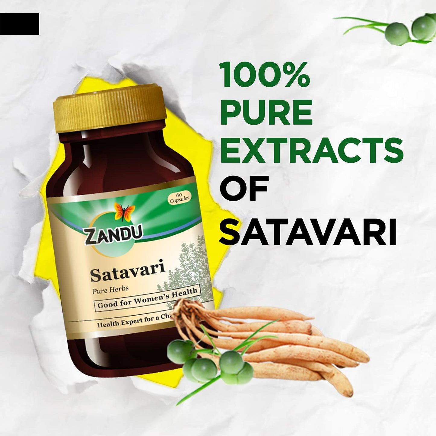 Zandu Satavari Capsules, With Natural Satavari Extracts, Useful for Women's Wellness - 60 Veg Capsules