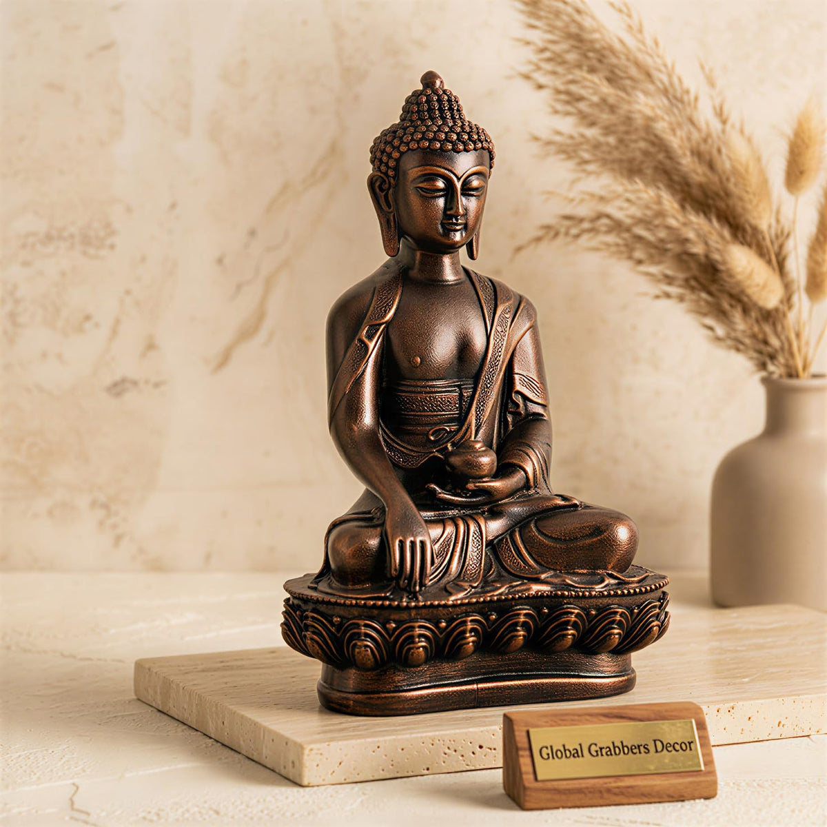 New Limited Edition Meditating Sitting Buddha Idol Statue showpiece Home Decor Decoration Items for Living Room and Gifts (Antique Copper-BS1)