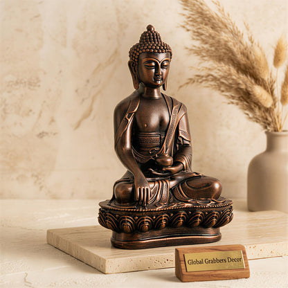 New Limited Edition Meditating Sitting Buddha Idol Statue showpiece Home Decor Decoration Items for Living Room and Gifts (Antique Copper-BS1)