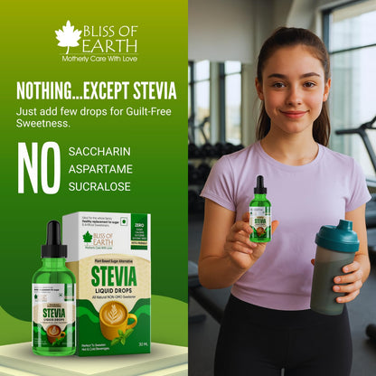 Bliss of Earth Stevia Liquid Sweetener – Pure, Natural & Sugar Free Drops | Zero Calorie | 30ML | Perfect for Tea, Coffee, Shakes, Smoothies & Desserts | Keto & Diabetic Friendly
