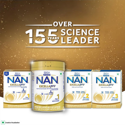 Nestlé NAN EXCELLAPRO Nan Stage 3 Follow-Up Formula Milk Powder For Babies, 12-24 months, With DHA, ARA, 400g Pouch in Box
