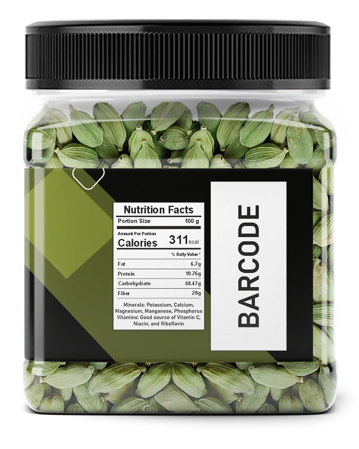 Kitchen Jungle Premium Green Cardamom (Elaichi) 100 Gm - Bold 8mm Size, Aromatic Spice for Culinary Delights