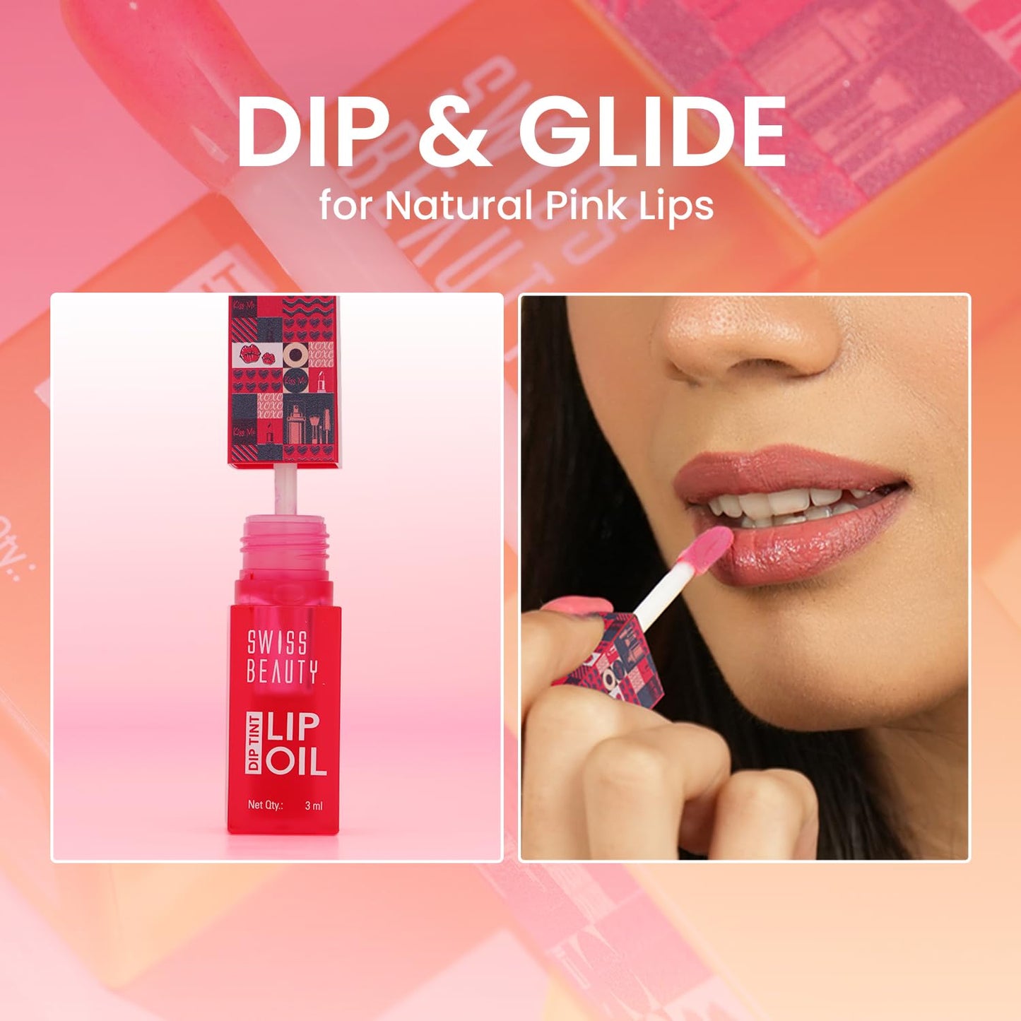 Swiss Beauty Dip Tint Lip Oil | Colour-Changing Lip Oil | Glossy Finish | Long-Lasting Moisturisation | Enriched with Vitamin E | Shade-01 Strawberry, 3ml