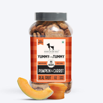 Yummy in My Tummy by HUFT Pumpkin & Carrot Dog Biscuits – 800 gm | Vegetarian Crunchy Treats for Dogs | Healthy Training Snack | Easy to Digest | Suitable for All Life Stages & All Breeds Dogs
