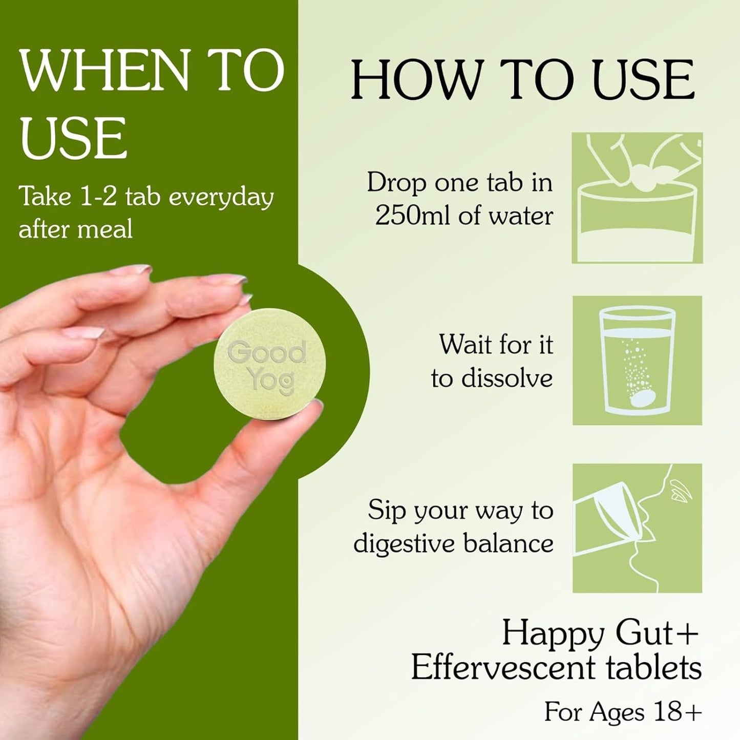 GoodYog Probiotics + Prebiotics Effervescent Tablets with No Added Sugar | For Acidity Relief, Gut Helath & Improved Metabolism | 18 Billion CFU Soy Free, Gluten Free Supplement for Men & Women - 20 Tablets