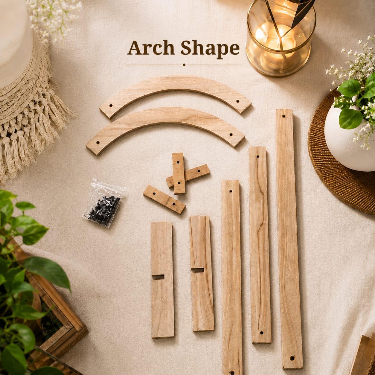 SATYAM KRAFT 1 Piece Foldable Arch Shape Wooden Makhar Mandap | Wooden Pooja Backdrop Stand for DIY Pandal & Temple | Festival Decoration Setup for Ganesh Chaturthi, Janmashtami & Idol Pooja Decor
