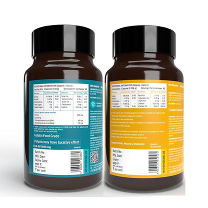 HealthKart hk vitals Vitamin D3 (600 IU) & Fish Oil (1000mg Omega 3 with 180mg EPA & 120mg DHA) (60 Tablets Each) | Combo Pack