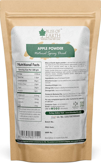 Bliss of Earth 1 KG Apple Powder Natural Spray Dried Great for Smoothie | Apple juice | pie | Cake