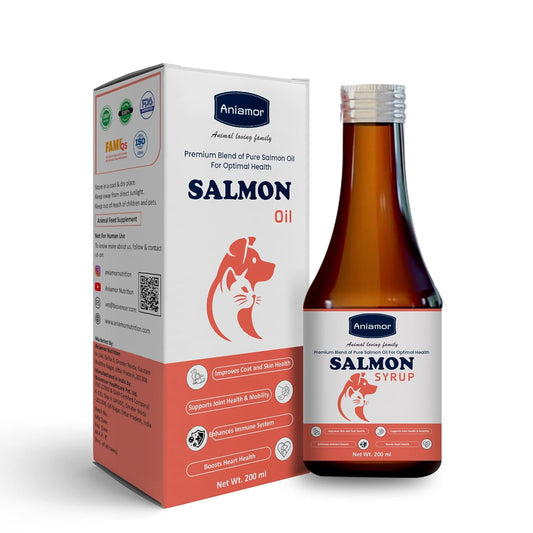 Aniamor Salmon Syrup for Dogs and Cats | Salmon Oil for Dogs | Pet Supplement| All Life Stage | 200ml Bottle