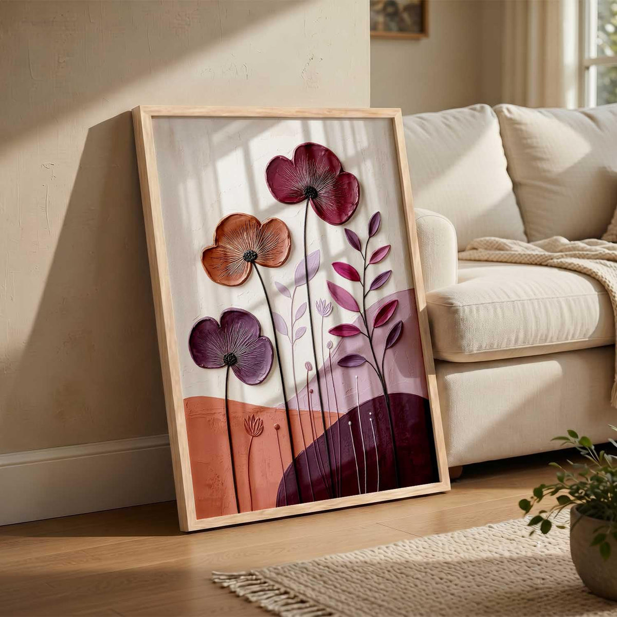 Aesthetic flower Art Home Decoration Painting | Floral Paintings With Frame For Living Room Bed Room Hotel Wall Decor Digital Reprint (13x17 inch)