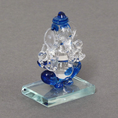 Blue and Transparent Double Sided Crystal Car Ganesha Showpiece