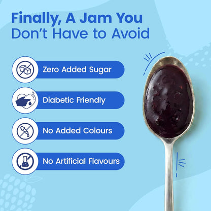 Sweetmate Mix Berry Jam - 220g | No Added Sugar | 100% Pure Fruit Pulp & Healthy Fiber | No Preservatives, Colors & Artificial Flavors | Diabetic & Keto Friendly Jam