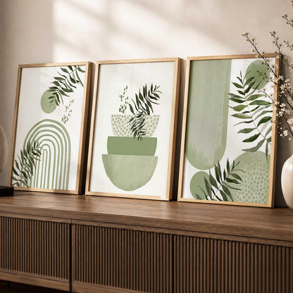Boho Wall Art Home Decoration Paintings With Frame For Living Room Bed Room Hotel Wall Decor Digital Reprint Set of 3 (13X17 inch)