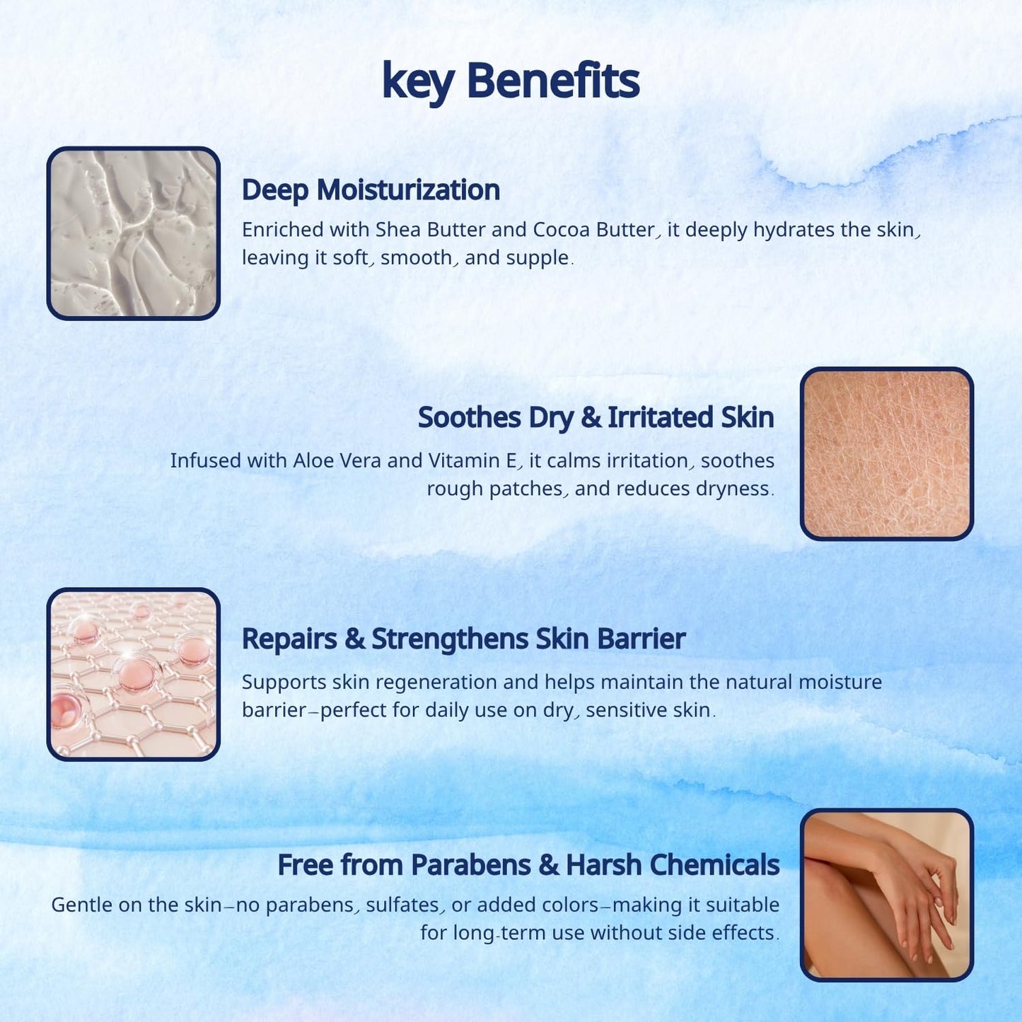 SKINSKA NATURALS Dewska Moisturizing Cream 100g with Cocoa & Shea Butter, Aloe Vera & Vitamin E for Rough & Dry Skin, Daily Face & Body Moisturizer for Men and Women